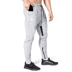 BROKIG Jogginghose Herren Baumwolle Sporthose Joggers Trainingshose Fitness Slim Fit Hose(Hellgrau,M) von BROKIG