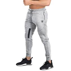 BROKIG Mens Vertex Gym Joggers Sweatpants Tracksuit Jogging Bottoms Running Trousers with Pockets(Light Grey,L) von BROKIG