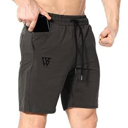 BROKIG Sporthose Herren Kurz Slim Fit Kurze Hosen Fitness Laufshorts Gym Shorts mit Taschen(Olive Grau,L) von BROKIG