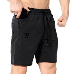 BROKIG Sporthose Herren Kurz Slim Fit Kurze Hosen Fitness Laufshorts Gym Shorts mit Taschen(Schwarz,L) von BROKIG