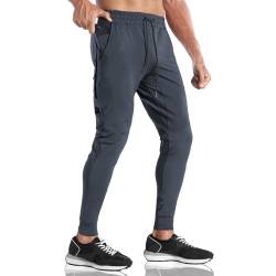 BROKIG Streifen Leichte Jogginghose Herren Trainingshose Slim Fit Laufhose Lang Fitness Sporthose(Dunkelgrau,XXL) von BROKIG