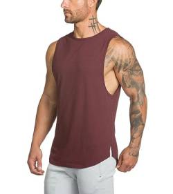 BROKIG Tank Top Herren Sport Ärmelloses Shirt Fitness Sleeveless Tee Gym Muskelshirt Achselshirts(rot,L) von BROKIG