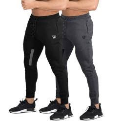 BROKIG Vertex Herren-Jogginghose mit Taschen, 2er-Pack, Schwarz + Dunkelgrau, 34-37 von BROKIG