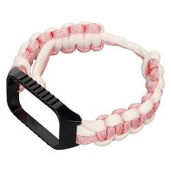 Geflochtenes Nylon-Uhrenarmband, Langlebig und Bequem, 2-in-1 Verstellbares Paracord-Uhrenarmband für Laufen und Radfahren (Rosa Weiß) von BROLEO