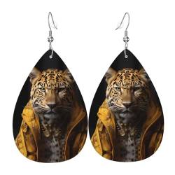 Modische Ohrringe mit Leopardenmuster in Lederjacke, modisch und schön, leicht, baumelnd für Damen und Mädchen, Einheitsgröße, Leder von BROLEO