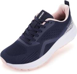 BRONAX Damen Wide Toe Box Road Running Shoes | Wide Athletic Tennis Sneakers mit Gummi-Außensohle, Dunkelblau, 37 EU von BRONAX
