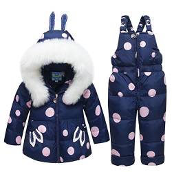 2 Stücke Kleinkind Schneeanzug Mädchen Daunenjacke mit Kapuze Mantel + Skihose Skiset für Kinder 18-24 Monate Blau von BRONG