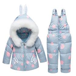 2 Stücke Kleinkind Schneeanzug Mädchen Daunenjacke mit Kapuze Mantel + Skihose Skiset für Kinder 18-24 Monate Grau von BRONG