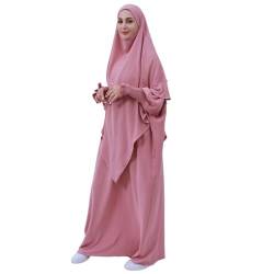 BRONG Abaya Muslim Damen Gebetskleidung für Frauen 2 Stück Muslimisches Kleid Robe mit Khimar Hijab Langen Ärmeln Maxi Kleider Damen Ganzkörper von BRONG