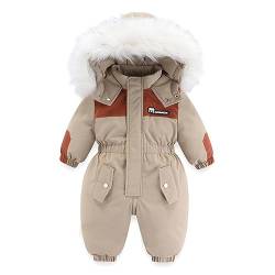 Baby Winter Schneeanzug Strampler Jungen Mädchen Kapuze Overall Kinder Fleece Mantel Kleinkind Reißverschluss Jumpsuit Winddicht Outwear Skianzug Braun 18-24 Monate von BRONG