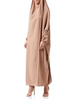 Damen Muslimisches Kleid Gebetskleidung für muslimische Frauen mit betendem Hijabs, Niqab, Gesichtsbedeckung, Kleidung, weich, Dubatta-Kaftan, lange Ärmel, Einheitsgröße, khaki, One size von BRONG