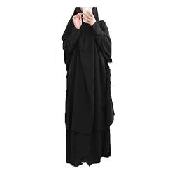 Muslimisches Kleid für Damen, zweiteiliges Gebetskleid mit Hijabs, Niqab, Gesichtsabdeckung, weich, atmungsaktiv, langärmelig, islamische Kleidung, türkisches Kleid, Bademantel, Einheitsgröße von BRONG