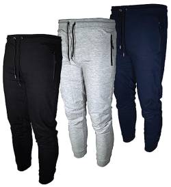 BROOKLYN VERTICAL Herren 3er-Pack Fleece Active Jogger Sweatpants mit Reißverschlusstasche und Kordelzug Größe S-2XL, Combo B, Groß von BROOKLYN VERTICAL