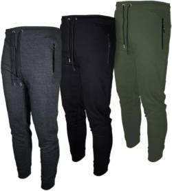 BROOKLYN VERTICAL Herren-Jogginghose aus Fleece, 3er-Pack, mit Reißverschlusstasche und Kordelzug, Größe S-2XL, Combo C, XXL von BROOKLYN VERTICAL