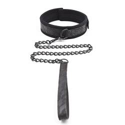 BROWOL Halsband Spitzen Schwarz Sexy Halsbänder SM mit O-Ring Leine Slave Cosplay Requisiten Betten Fesseln Bondage von BROWOL