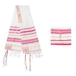 BRTAGG Tallit Gebetsschal, Englisch/Hebräisch mit passender Tasche (180cm x 55cm, Rosa) von BRTAGG