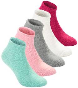 BRUBAKER 10er-Pack Damen Bettsocken warm und flauschig - Kuschelsocken Set bequem und weich - Plüschsocken Schlafsocken für Frauen - Rosa, Mint, Creme Weiß, Pink und Grau - Größe 36-41 von BRUBAKER