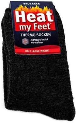 BRUBAKER 2 Paar Heat my Feet Unisex Thermo Socken Anthrazit Größe 47-50 von BRUBAKER