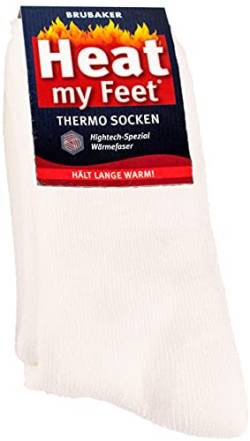 BRUBAKER 2 Paar Heat my Feet Unisex Thermo Socken Beige Größe 47-50 von BRUBAKER