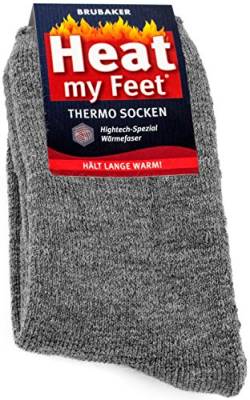 BRUBAKER 2 Paar Heat my Feet Unisex Thermo Socken Grau Größe 39-42 von BRUBAKER
