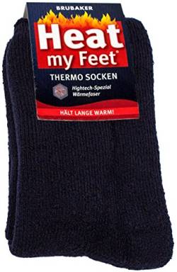 BRUBAKER 2 Paar Heat my Feet Unisex Thermo Socken Navy Größe 47-50 von BRUBAKER