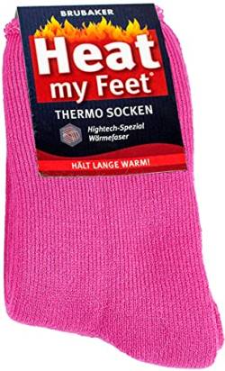 BRUBAKER 2 Paar Heat my Feet Unisex Thermo Socken Pink Größe 39-42 von BRUBAKER