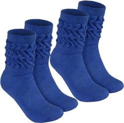 BRUBAKER 2 Paar Slouch Socken - Damen Schoppersocken für Fitness, Yoga, Workout, Gymnastik und Wellness - Knit Sportsocken für Frauen - Blau Größe 39-42 von BRUBAKER