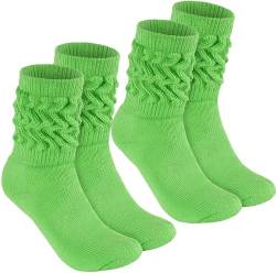 BRUBAKER 2 Paar Slouch Socken - Damen Schoppersocken für Fitness, Yoga, Workout, Gymnastik und Wellness - Knit Sportsocken für Frauen - Grün Größe 35-38 von BRUBAKER
