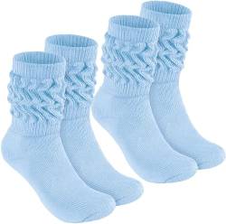 BRUBAKER 2 Paar Slouch Socken - Damen Schoppersocken für Fitness, Yoga, Workout, Gymnastik und Wellness - Knit Sportsocken für Frauen - Hellblau Größe 35-38 von BRUBAKER