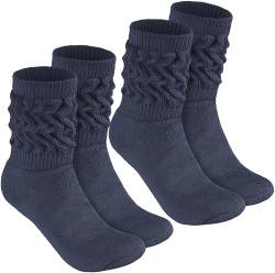 BRUBAKER 2 Paar Slouch Socken - Damen Schoppersocken für Fitness, Yoga, Workout, Gymnastik und Wellness - Knit Sportsocken für Frauen - Jeansblau Größe 39-42 von BRUBAKER