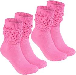 BRUBAKER 2 Paar Slouch Socken - Damen Schoppersocken für Fitness, Yoga, Workout, Gymnastik und Wellness - Knit Sportsocken für Frauen - Rosa Größe 35-38 von BRUBAKER