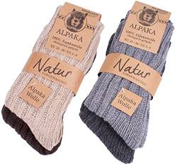 BRUBAKER 4 Paar Alpaka Socken Multipack 100% Alpaka 43-46 von BRUBAKER