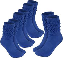 BRUBAKER 4 Paar Slouch Socken - Damen Schoppersocken für Fitness, Yoga, Workout, Gymnastik und Wellness - Knit Sportsocken für Frauen - Blau Größe 35-38 von BRUBAKER
