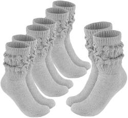 BRUBAKER 4 Paar Slouch Socken - Damen Schoppersocken für Fitness, Yoga, Workout, Gymnastik und Wellness - Knit Sportsocken für Frauen - Hellgrau Größe 39-42 von BRUBAKER