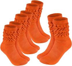 BRUBAKER 4 Paar Slouch Socken - Damen Schoppersocken für Fitness, Yoga, Workout, Gymnastik und Wellness - Knit Sportsocken für Frauen - Orange Größe 39-42 von BRUBAKER