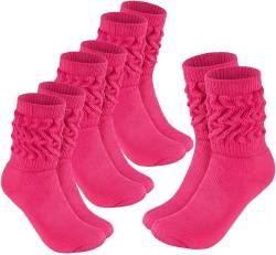 BRUBAKER 4 Paar Slouch Socken - Damen Schoppersocken für Fitness, Yoga, Workout, Gymnastik und Wellness - Knit Sportsocken für Frauen - Pink Größe 35-38 von BRUBAKER