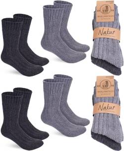 BRUBAKER 4 Paar Wollsocken - Warme Wintersocken für Damen und Herren - Flauschiges Thermosocken Set mit Schafwolle - Winter Socken - Grau und Anthrazit - Größe 47-50 von BRUBAKER