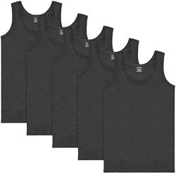 BRUBAKER 5er Pack Herren Tank Top Classic Unterhemd - aus hochwertiger Baumwolle (glatt) - Extra Lang - Nahtlos - Anthrazit - Größe L von BRUBAKER