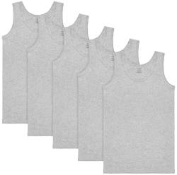 BRUBAKER 5er Pack Herren Tank Top Classic Unterhemd - aus hochwertiger Baumwolle (glatt) - Extra Lang - Nahtlos - Hellgrau - Größe XL von BRUBAKER