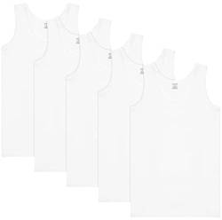 BRUBAKER 5er Pack Herren Tank Top Classic Unterhemd - aus hochwertiger Baumwolle (glatt) - Extra Lang - Nahtlos - Weiß - Größe M von BRUBAKER