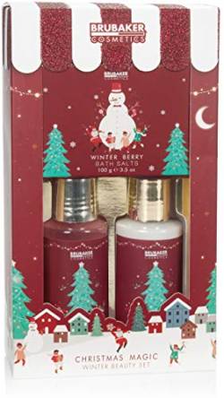 BRUBAKER Cosmetics Bade- und Dusch Geschenkset Winter Beeren Duft - 3-teiliges Pflegeset in weihnachtlicher Geschenkverpackung - Weihnachtsset für Frauen und Männer von BRUBAKER