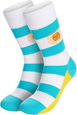 BRUBAKER Herren Fan Socken Argentinien - Argentinische Flagge - Lustiges Motiv Argentinienflagge Crew-Socken für Männer - Geschenk für Weltmeisterschaft Fußballfans und Fußballer von BRUBAKER