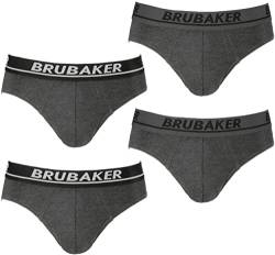 BRUBAKER Herren Slip 4er Pack - Männer Komfort Unterhosen mit elastischem Bund - Stretch Unifarben Unterwäsche aus Baumwolle und Lycra® - Anthrazit Größe M von BRUBAKER