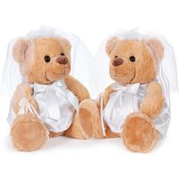BRUBAKER Kuscheltier Teddybär Bräutepaar - 25 cm Teddy Set in weißen Hochzeitskleidern (1-St., Hochzeitsgeschenk für Frauen), Geschenk für Hochzeit und Verlobung von BRUBAKER