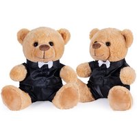 BRUBAKER Kuscheltier Teddybär Bräutigampaar - 25 cm Teddy Set im Anzug (Hochzeitsgeschenk für Männer), Geschenk für Hochzeit und Verlobung von BRUBAKER
