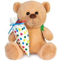 BRUBAKER Kuscheltier Teddybär mit Schulranzen und Schultüte zum Befüllen Bunt - 25 cm Teddy (Plüschbär für Einschulung Schulanfang Schule, 1-St., Geschenk-Set), Plüschteddy mit Rucksack - Schmusetier Stofftier von BRUBAKER