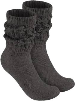 BRUBAKER Slouch Socken - Damen Schoppersocken für Fitness, Yoga, Workout, Gymnastik und Wellness - 1 Paar Knit Sportsocken für Frauen - Anthrazit Größe 35-38 von BRUBAKER