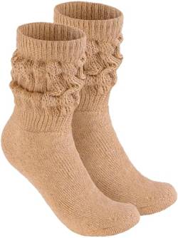 BRUBAKER Slouch Socken - Damen Schoppersocken für Fitness, Yoga, Workout, Gymnastik und Wellness - 1 Paar Knit Sportsocken für Frauen - Beige Größe 35-38 von BRUBAKER