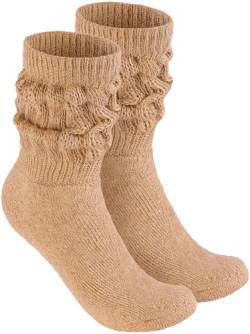 BRUBAKER Slouch Socken - Damen Schoppersocken für Fitness, Yoga, Workout, Gymnastik und Wellness - 1 Paar Knit Sportsocken für Frauen - Beige Größe 39-42 von BRUBAKER