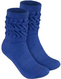 BRUBAKER Slouch Socken - Damen Schoppersocken für Fitness, Yoga, Workout, Gymnastik und Wellness - 1 Paar Knit Sportsocken für Frauen - Blau Größe 35-38 von BRUBAKER